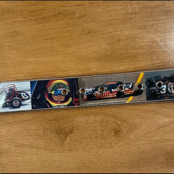 Vintage vinyl NASCAR themed belt